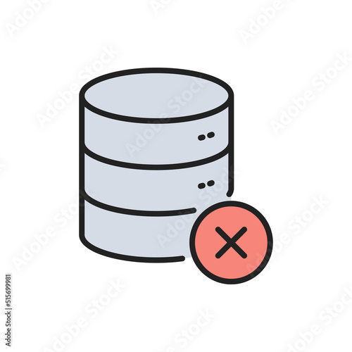 Database doesn’t work icon. High quality coloured vector illustration.