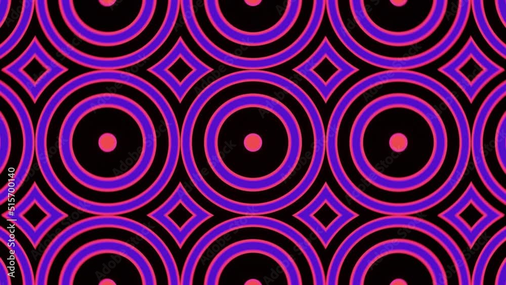 Circle blue purple pulsating neon disco background VJ Loop. 3D graphics for music stage transition, shows, retro, hitech.