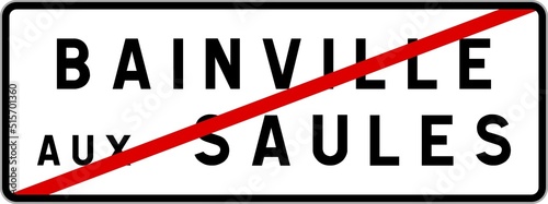 Obraz na plátně Panneau sortie ville agglomération Bainville-aux-Saules / Town exit sign Bainvil