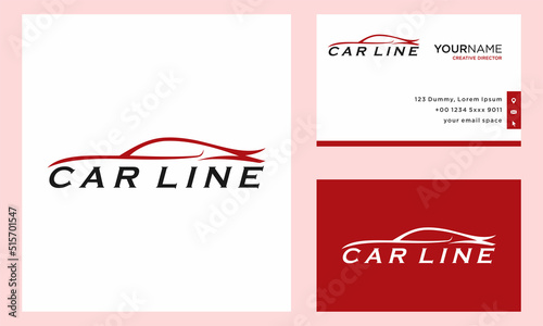 Car line logo vector with business card design template