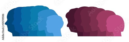 Human maturation. Aging silhouettes of boy and girl, from child to mature. Age changes vector illustration set
