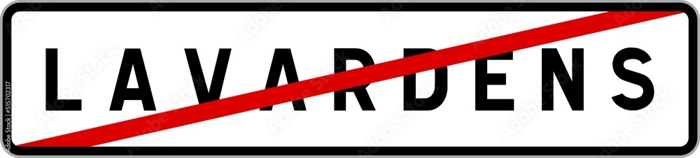 Panneau sortie ville agglomération Lavardens / Town exit sign Lavardens