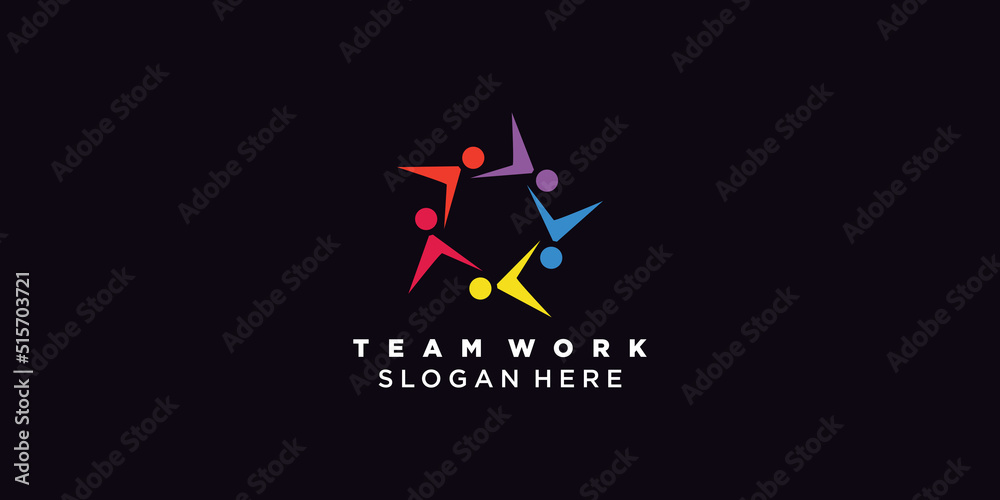 Team work logo icon with modern abstract concept Premium Vector