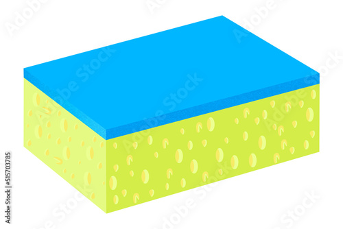 yellow-blue sponge for washing dishes with holes