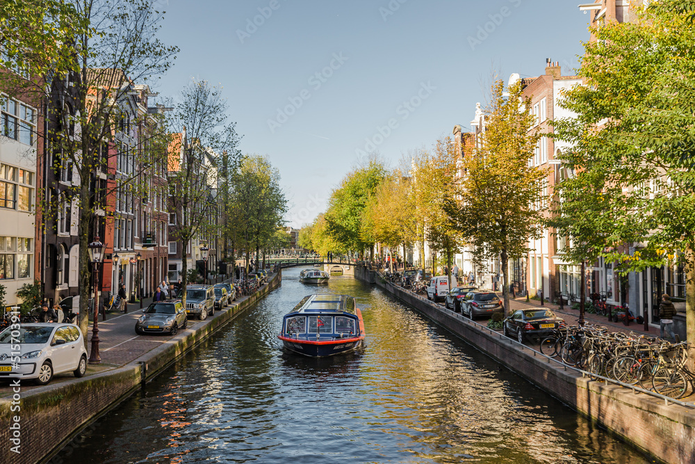 Naklejka premium amsterdam city landscape in holland