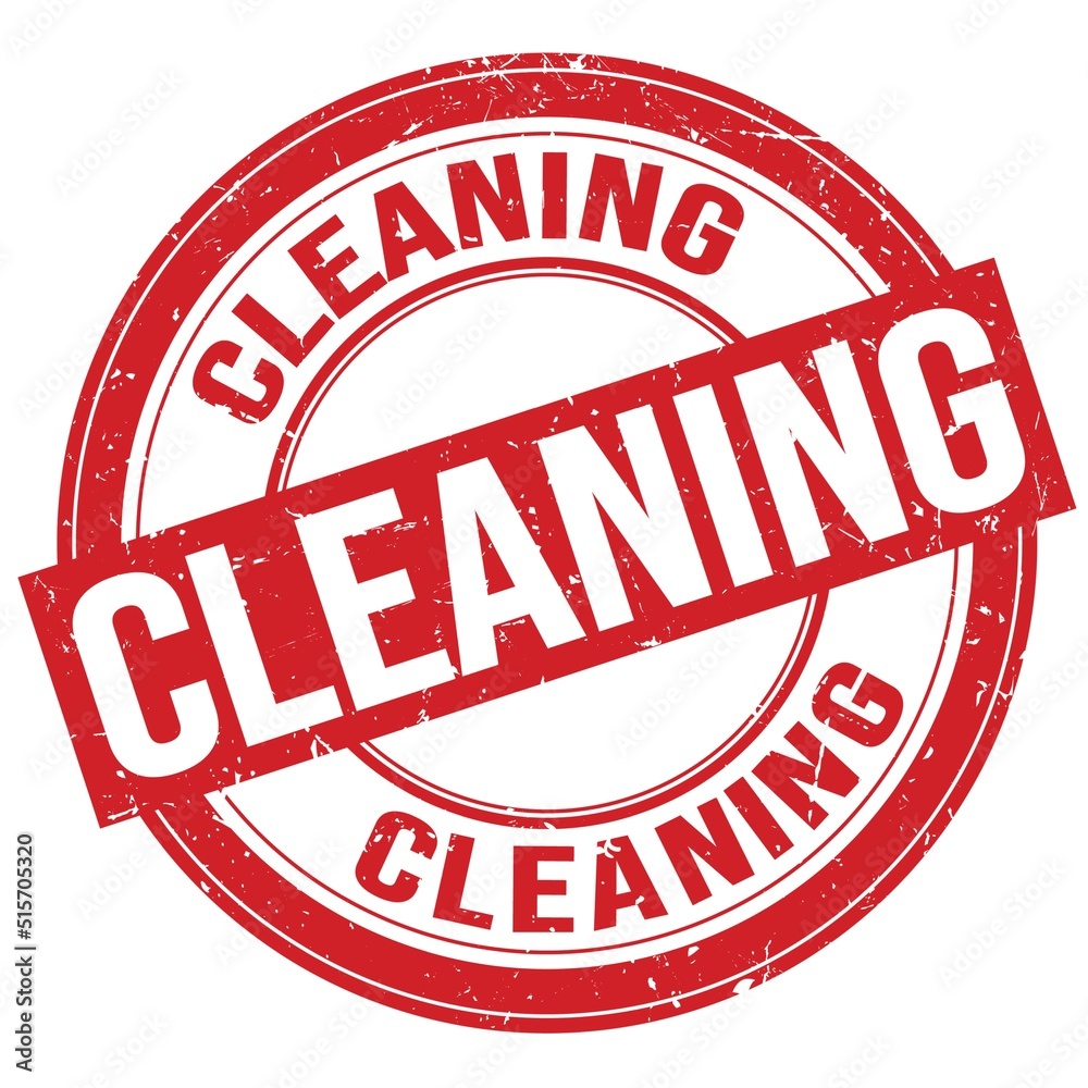 CLEANING text written on red round stamp sign CLEANING text written on red round stamp sign