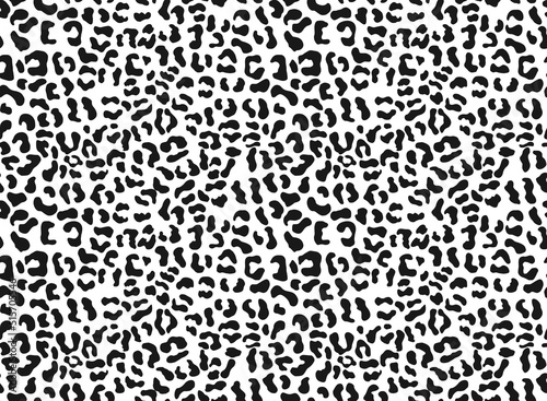  Leopard print seamless black and white texture animal background, fashion illustration for textile. Disguise