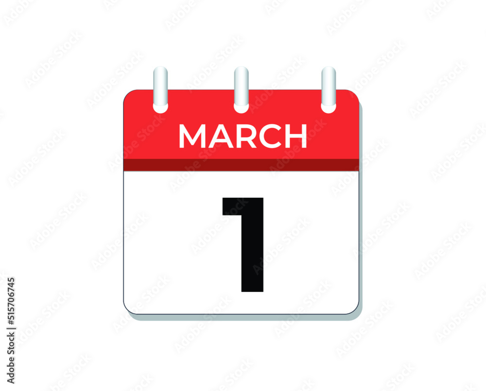 March, 1st calendar icon vector, concept of schedule, business and tasks
March, 1st calendar icon vector, concept of schedule, business and tasks
