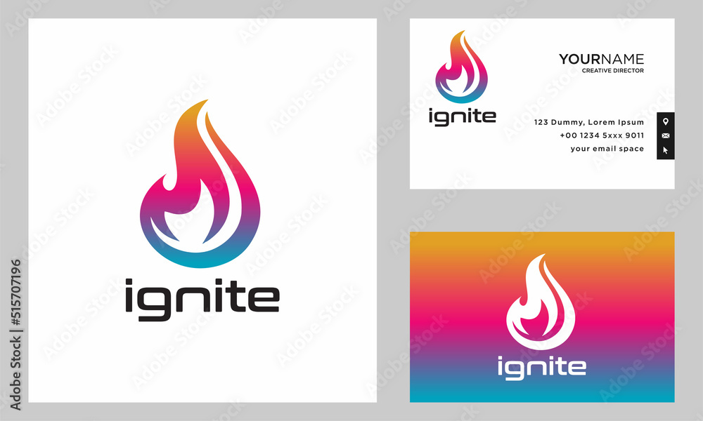 Fire flame logo design with business card design template Fire flame logo design with business card design template