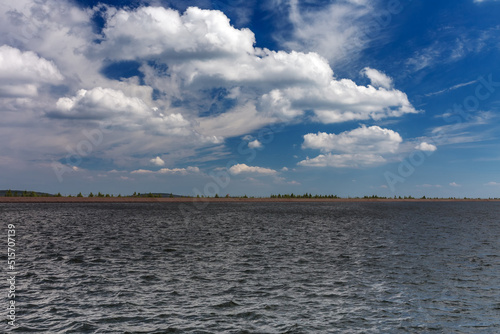 Upper water  reservoir of the pumped storage hydro power plant Dlouhe Strane in Jeseniky Mountains, Czech Republic. photo