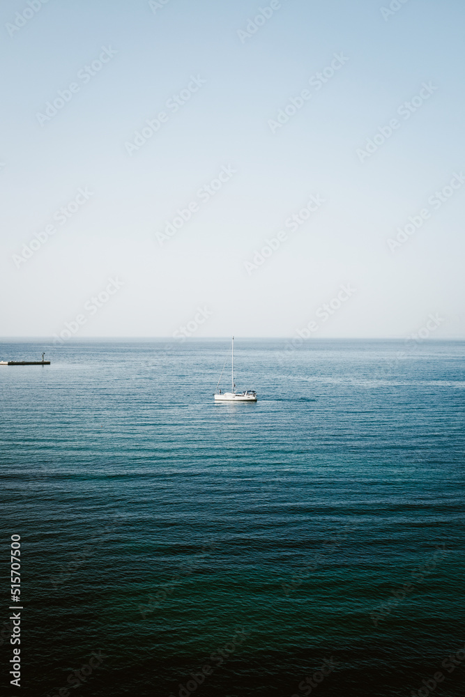 Sailboat sailing in the Mediterranean sea.