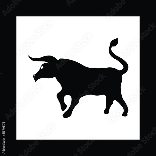 Black bull animal vector logo design 