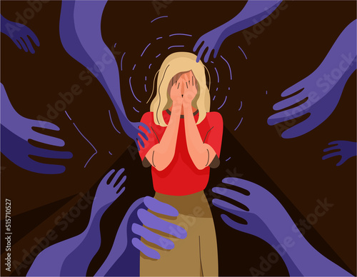 Fear, addiction concept vector illustration. Psychological influence