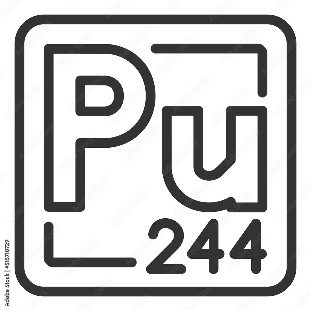 Plutonium-244 sign, radioactive element - vector sign, web icon, illustration on white background, outline style