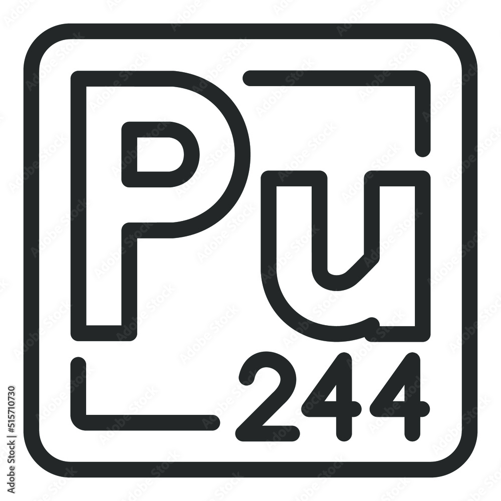 Plutonium-244 sign, radioactive element - vector sign, web icon, illustration on white background, outline style Plutonium-244 sign, radioactive element - vector sign, web icon, illustration on white background, outline style