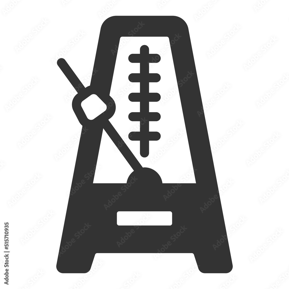 Metronome in work, rhythm report - vector sign, web icon, illustration on white background, glyph style Metronome in work, rhythm report - vector sign, web icon, illustration on white background, glyph style
