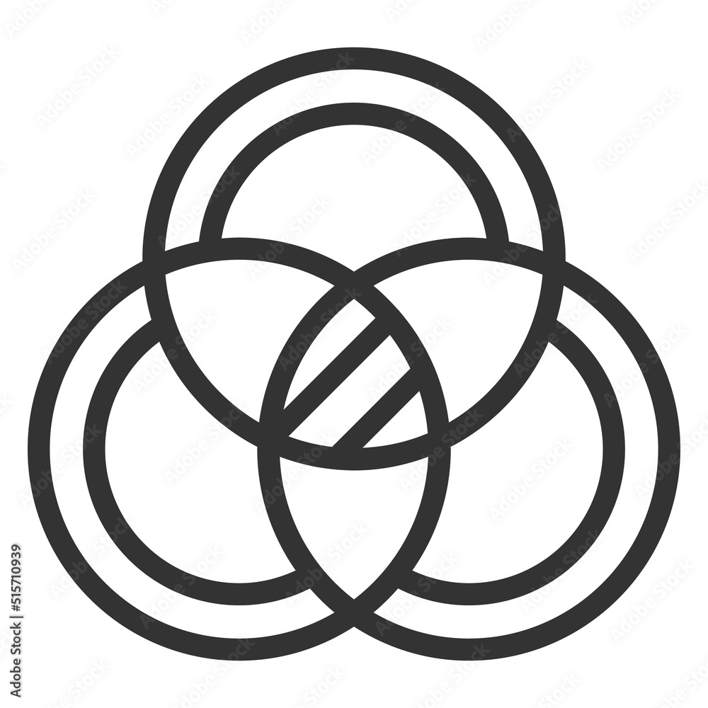 Crossed circles, rings, circular spectrum - vector sign, web icon, illustration on white background, outline style Crossed circles, rings, circular spectrum - vector sign, web icon, illustration on white background, outline style