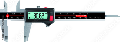 Digital calipers with Integrated Wireless. The caliper is normally used for measuring the thickness of materials and small amounts of movement.Vector EPS-10