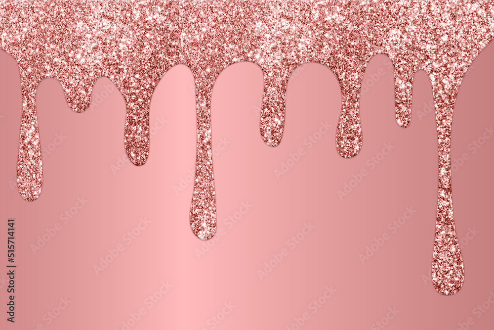 Rose Gold dripping glitter background, Dripping Glitter Background