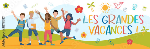 Les vacances d'été - Bannière autour du thème des vacances et de l'école