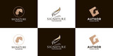 signature feather pen logo design collection