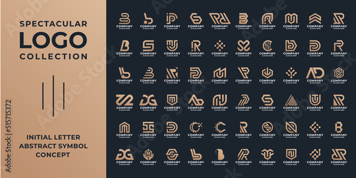 set of abstract initial a - z monogram logo design