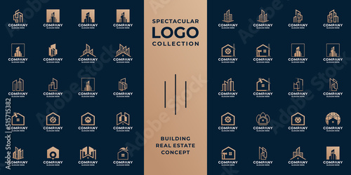 set of building construction, architecture logo design