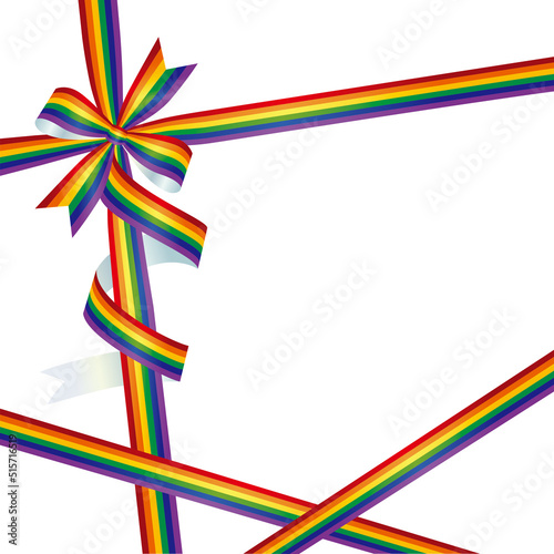 LGBT 6色レインボーカラーのリボン背景