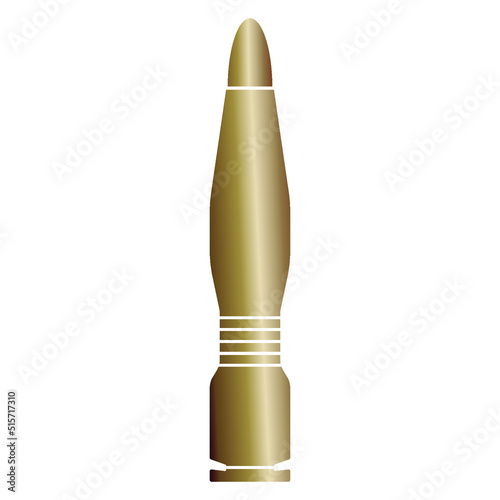 Large caliber rifle bullet vector. Weapon cartridge vector icon. Military ammunition icon. Live cartridge vector icon.