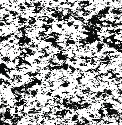 Monochrome texture composed of irregular graphic elements. Distressed uneven grunge background. Abstract vector illustration. Overlay for interesting effect and depth. Isolated on white background.