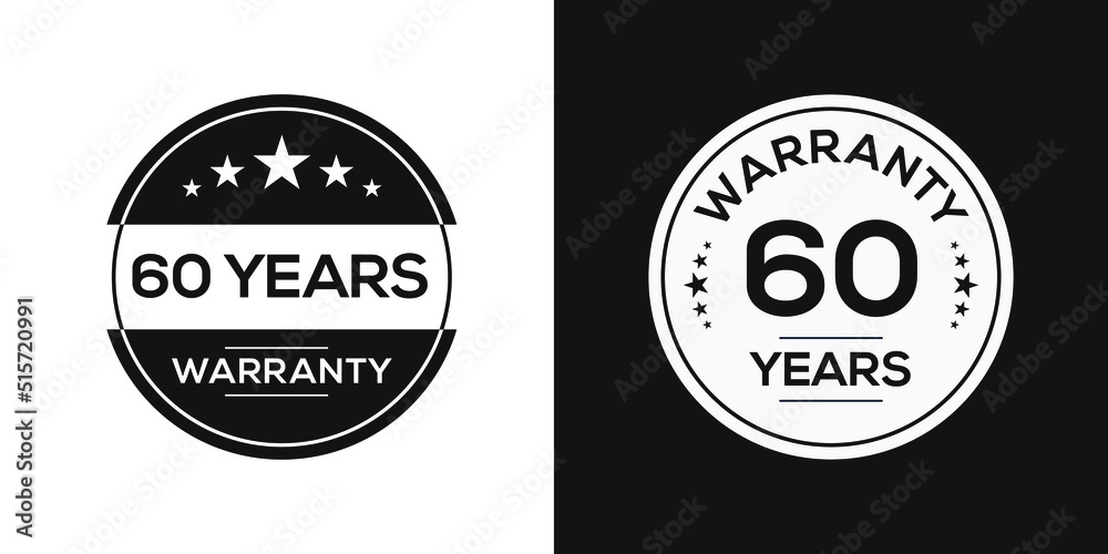 60 years warranty seal stamp, vector label.
