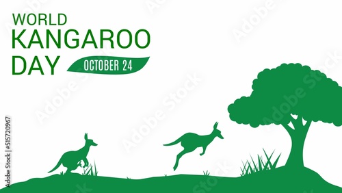 silhouette of kangaroo in savanna with text inscription. perfect for kangaroo day