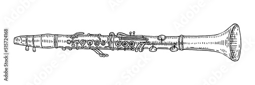 Clarinet. Vintage black engraving illustration