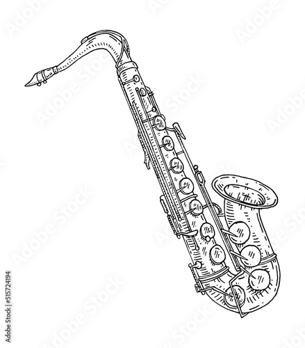 Saxophone. Vintage black engraving illustration
