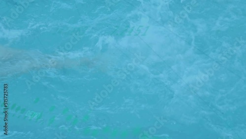 Wallpaper Mural Animation of network of connections over caucasian woman swimming in pool Torontodigital.ca