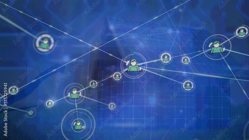 Animation of network of connections and graph over solar panels Animation of network of connections and graph over solar panels