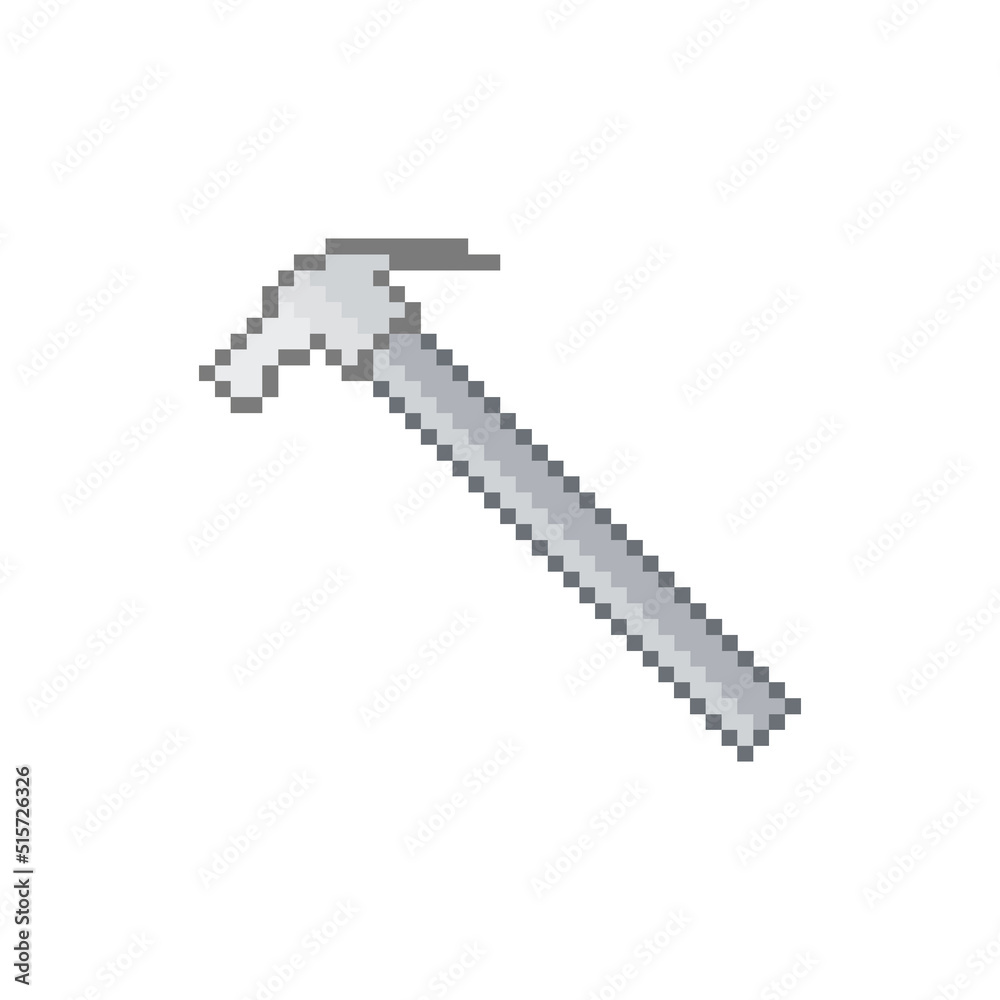Hammer vector icon. Pixel art. 8 bit logo. eps10 Hammer vector icon. Pixel art. 8 bit logo. eps10