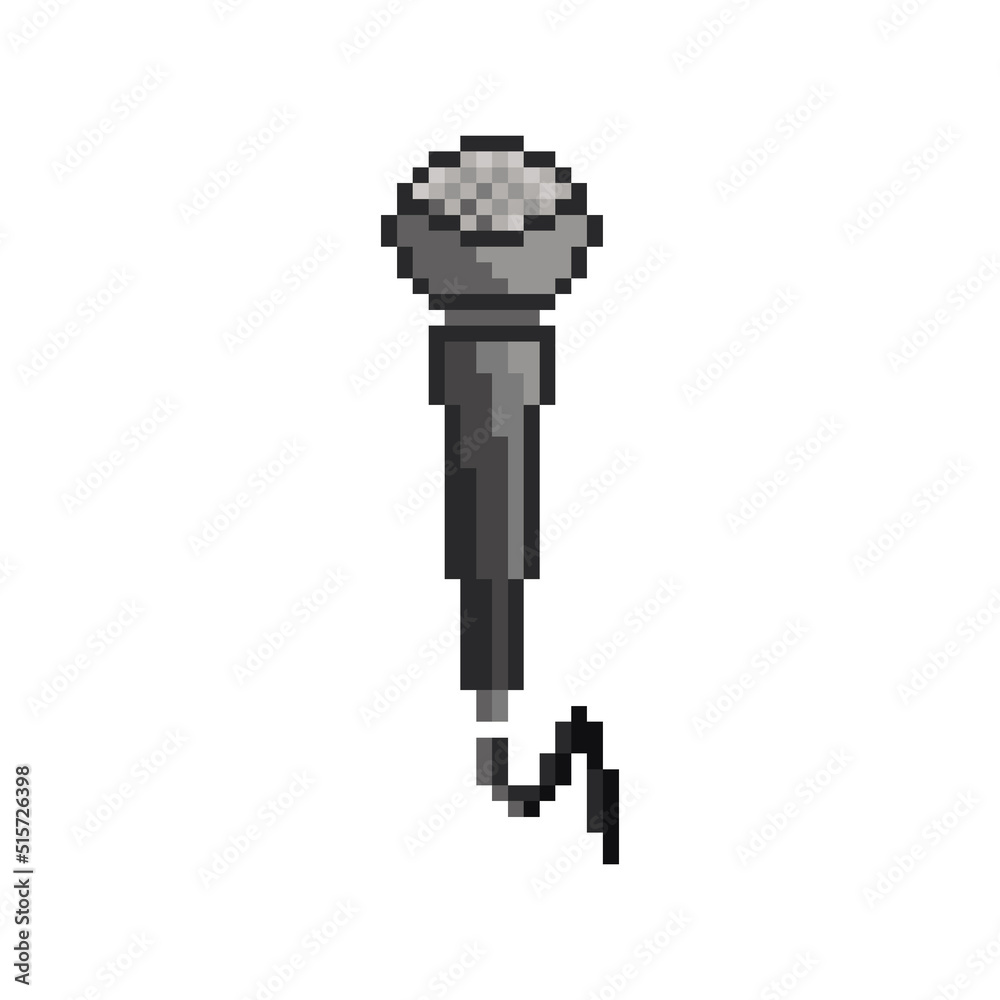 Microphone vector icon. Pixel art. 8 bit logo. eps10 Microphone vector icon. Pixel art. 8 bit logo. eps10