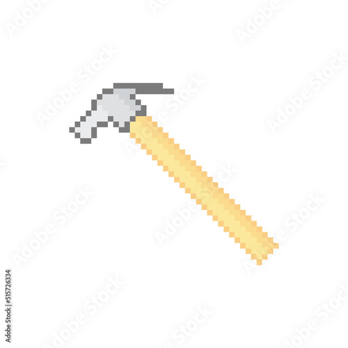 Hammer vector icon. Pixel art. 8 bit logo. eps10