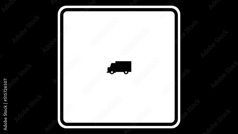 No Trucks Sign Animation With Restricted Symbol No Trucks Sign Animation With Restricted Symbol