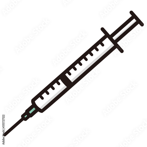 太い線で描かれたカットイラスト / 細い注射器