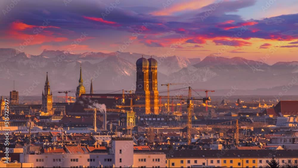 Munich city skyline aerial view, munich frauenkirche germany alps mountains. Munich city skyline aerial view, munich frauenkirche germany alps mountains.