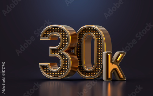 gold luxury Thank you for 30k followers online social banner happy celebration 3d render photo