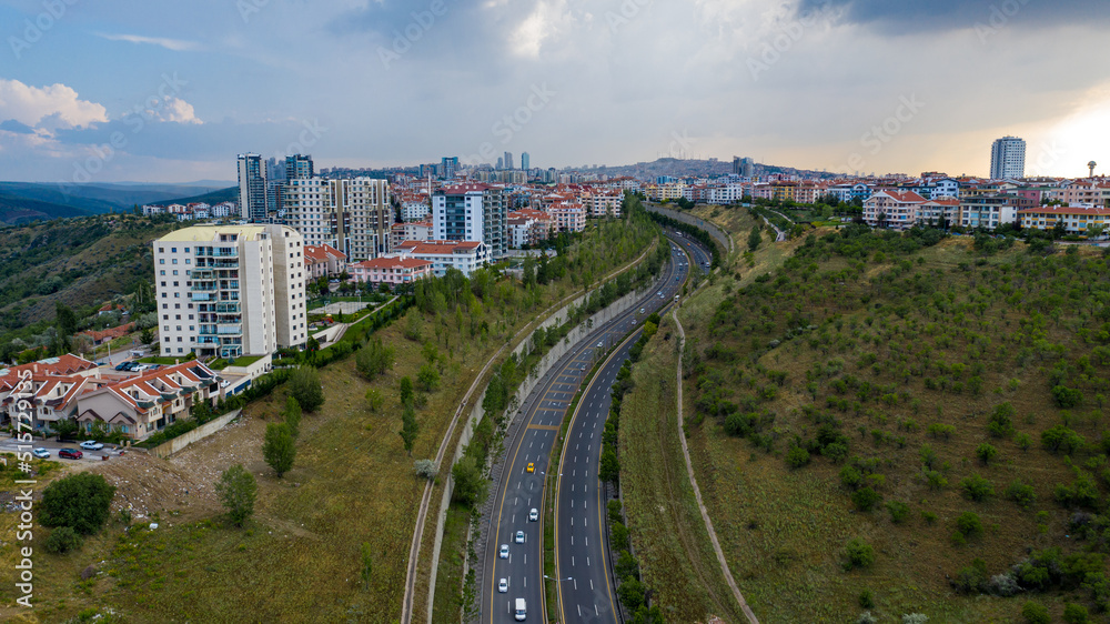 Fototapeta premium Aerial view of Ankara,TURKEY.City landscape.