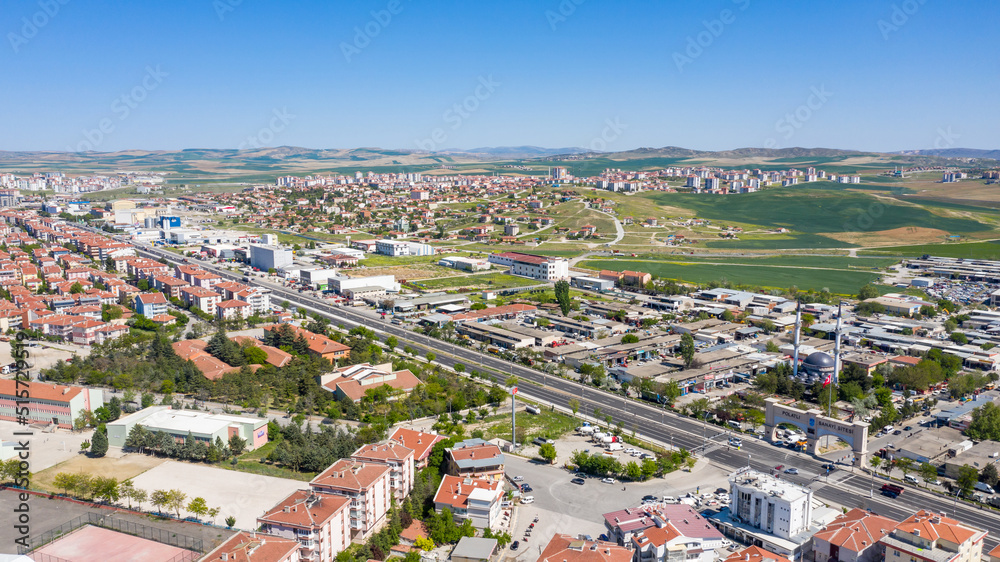 Aerial view of Polatlı,Ankara.Full Hd Aerial Photo.