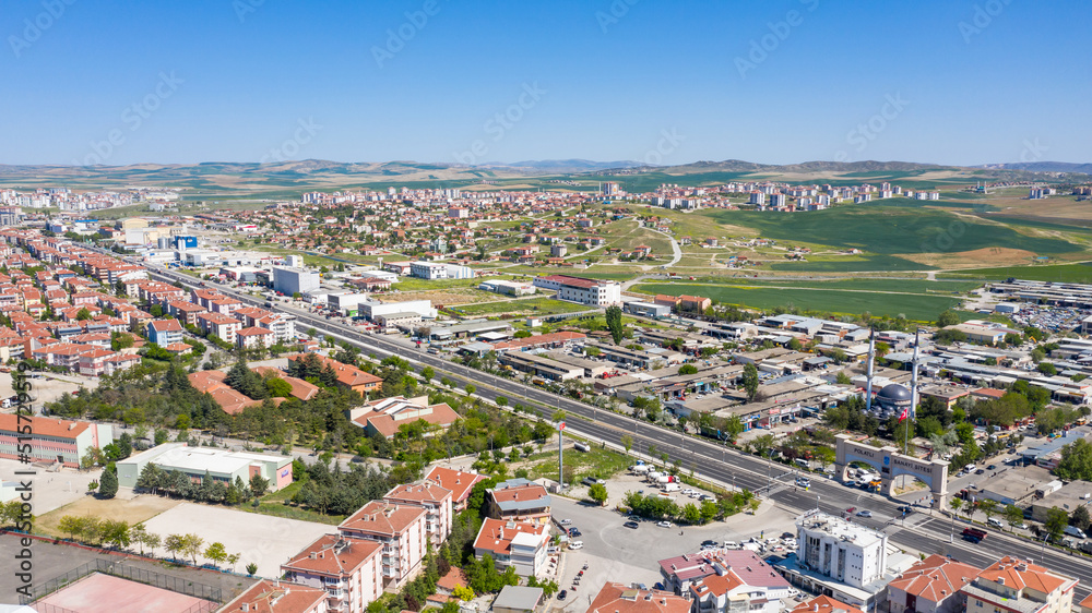 Naklejka premium Aerial view of Polatlı,Ankara.Full Hd Aerial Photo.