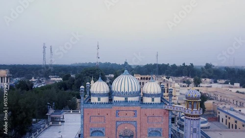 Aerial view of Bhong Masjid Pakistan. A marvel of architecture donated by M. Ghazi to the city of Bhong Sharif, 27 km from Sadikabad city of RYK district in Punjab, Pakistan. photo