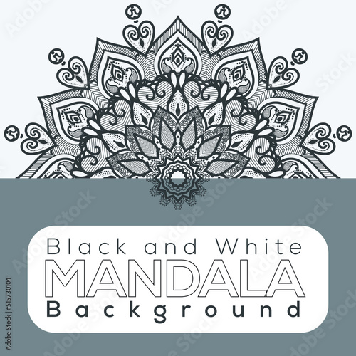 Modern mandala design template on white background. Hand drawn art for print on poster  greeting card  banner  brochure  flyer.