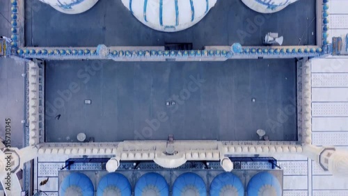 Aerial view of Bhong Masjid Pakistan. A marvel of architecture donated by M. Ghazi to the city of Bhong Sharif, 27 km from Sadikabad city of RYK district in Punjab, Pakistan. photo