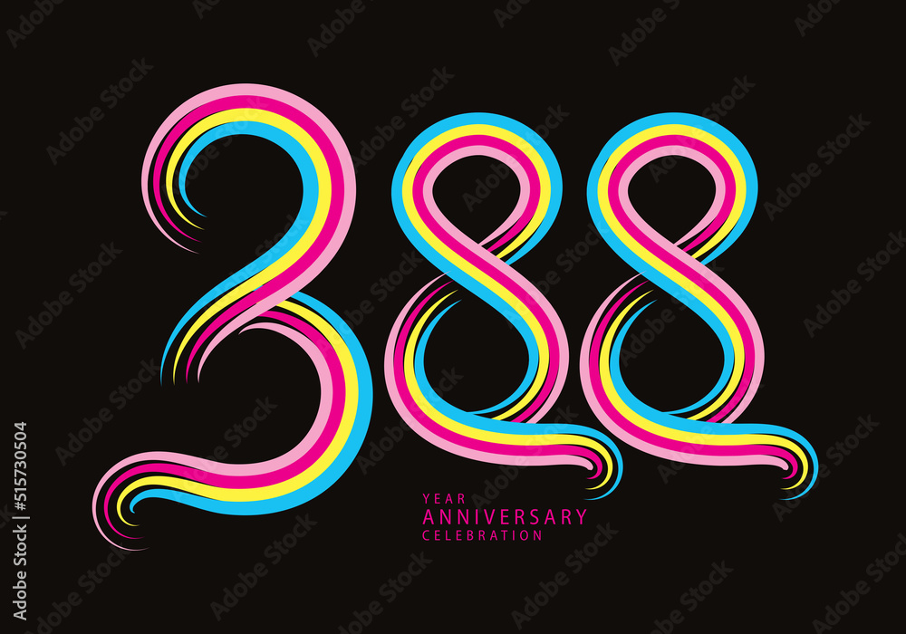 388 number design vector, graphic t shirt, 388 years anniversary celebration logotype colorful line,388th birthday logo, Banner template, logo number elements for invitation card, poster, t-shirt. 388 number design vector, graphic t shirt, 388 years anniversary celebration logotype colorful line,388th birthday logo, Banner template, logo number elements for invitation card, poster, t-shirt.